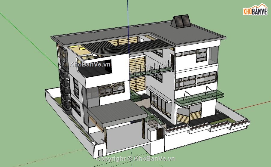 Biệt thự 3 tầng,model su biệt thự 3 tầng,file su biệt thự 3 tầng,file sketchup biệt thự 3 tầng