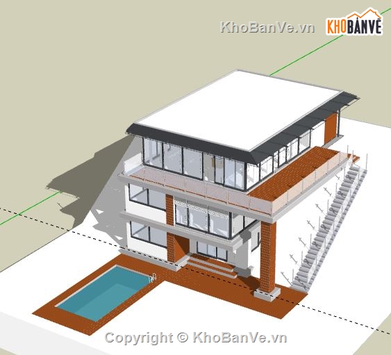 Biệt thự 3 tầng,model su biệt thự 3 tầng,biệt thự 3 tầng file su