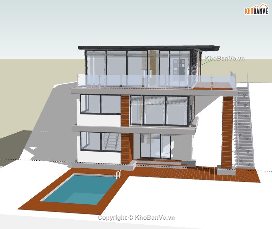 Biệt thự 3 tầng,model su biệt thự 3 tầng,biệt thự 3 tầng file su