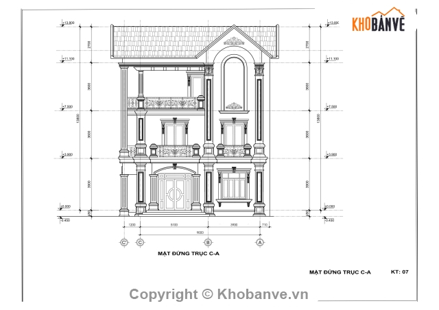 biệt thự 3 tầng,3 tầng 9x12.08m,bản vẽ biệt thự 3 tầng,full biệt thự,biệt thự phố