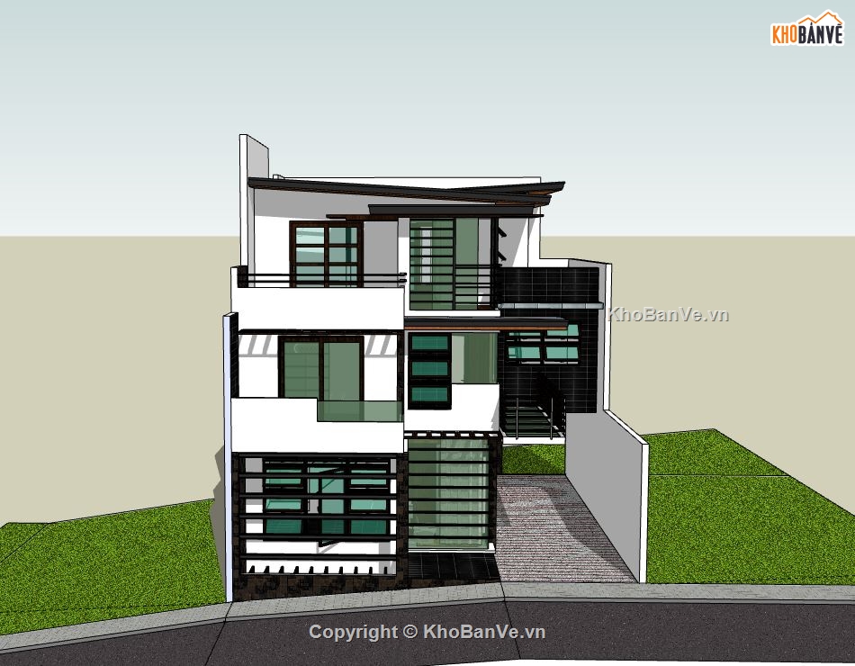 Biệt thự 3 tầng,model su biệt thự 3 tầng,sketchup biệt thự 3 tâng