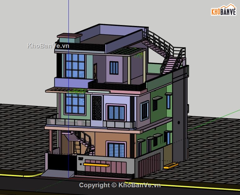 Biệt thự 3 tầng,model su biệt thự 3 tầng,file sketchup biệt thự 3 tầng
