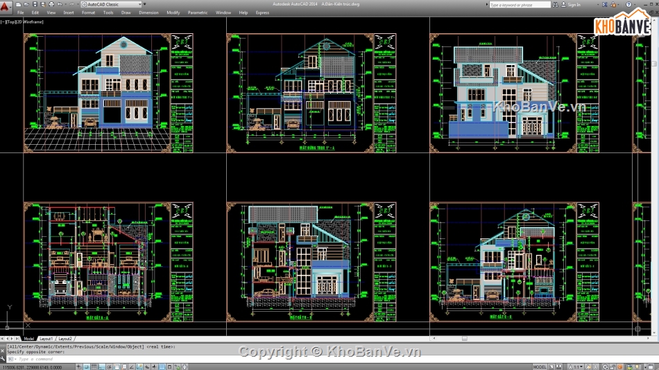 Biệt thự,File cad biệt thự 3 tầng,cad biệt thự 3 tầng