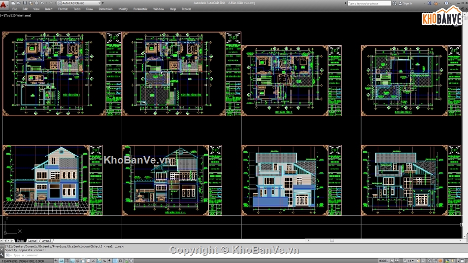 Biệt thự,File cad biệt thự 3 tầng,cad biệt thự 3 tầng