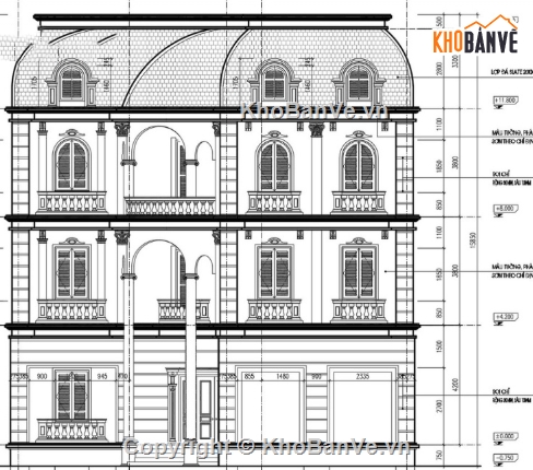 biệt thự 4 tầng,cad biệt thự 4 tầng,file cad biệt thự 4 tầng