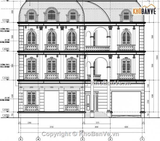 biệt thự 4 tầng,cad biệt thự 4 tầng,file cad biệt thự 4 tầng