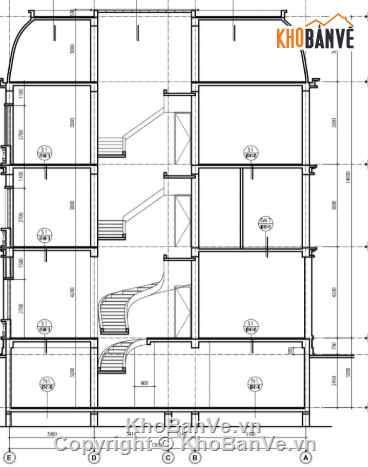 biệt thự 4 tầng,cad biệt thự 4 tầng,file cad biệt thự 4 tầng