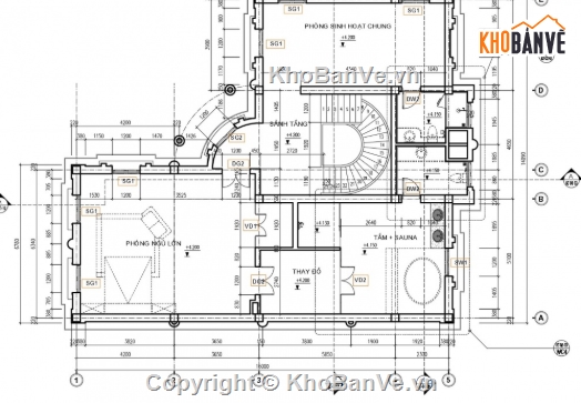 biệt thự 4 tầng,cad biệt thự 4 tầng,file cad biệt thự 4 tầng