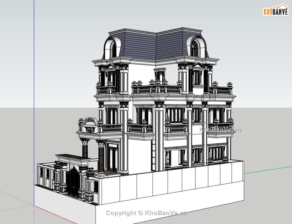 Biệt thự tân cổ điển 4 tầng,Biệt thự tân cổ điển,model su biệt thự tân cổ điển,file su biệt thự tân cổ điển