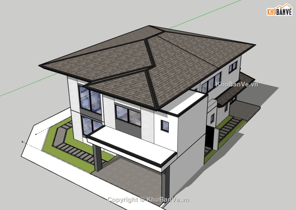 Biệt thự  2 tầng,File su biệt thự 2 tầng,biệt thự 2 tầng file su,model su biệt thự 2 tầng,biệt thự 2 tầng sketchup