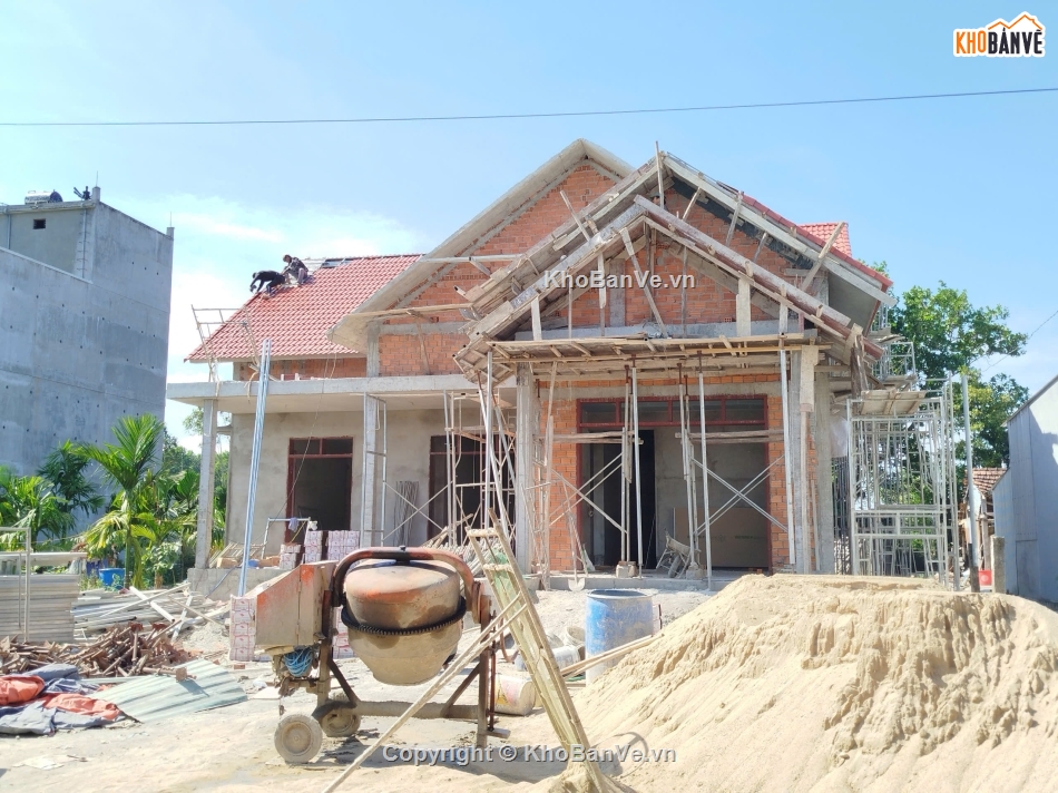 biệt thự 1 tầng,bản vẽ biệt thự 1 tầng,biệt thự mái thái,file cad biệt thự 1 tầng