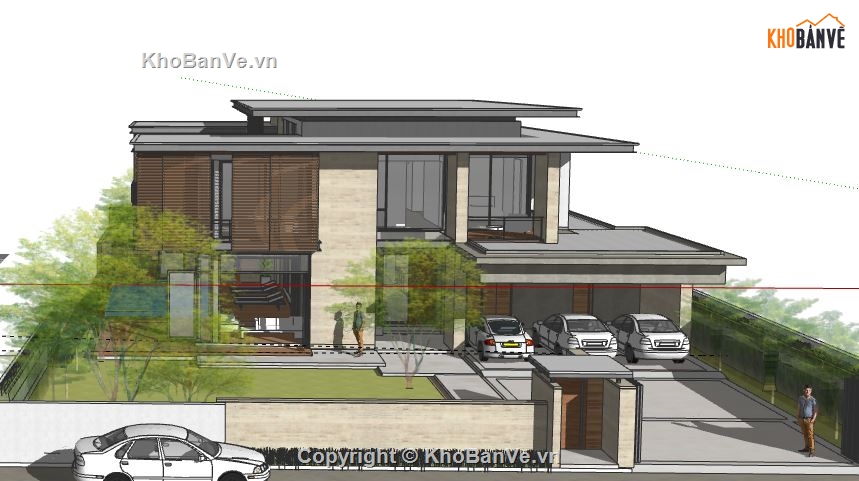 Biệt thự 2 tầng file sketchup,model su biệt thự 2 tầng,file sketchup biệt thự 2 tầng,biệt thự 2 tầng model su