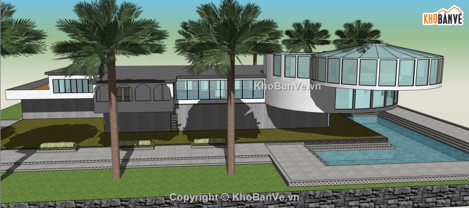 Biệt thự file sketchup,file su biệt thự,model su biệt thự