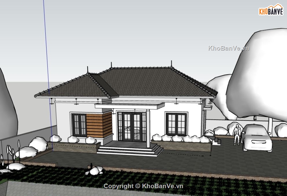 Biệt thự 1 tầng,model su biệt thự 1 tầng,biệt thự 1 tầng sketchup