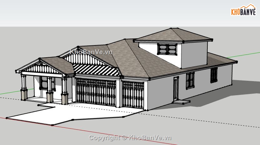 Biệt thự 1 tầng,model su biệt thự 1 tầng,biệt thự 1 tầng file su