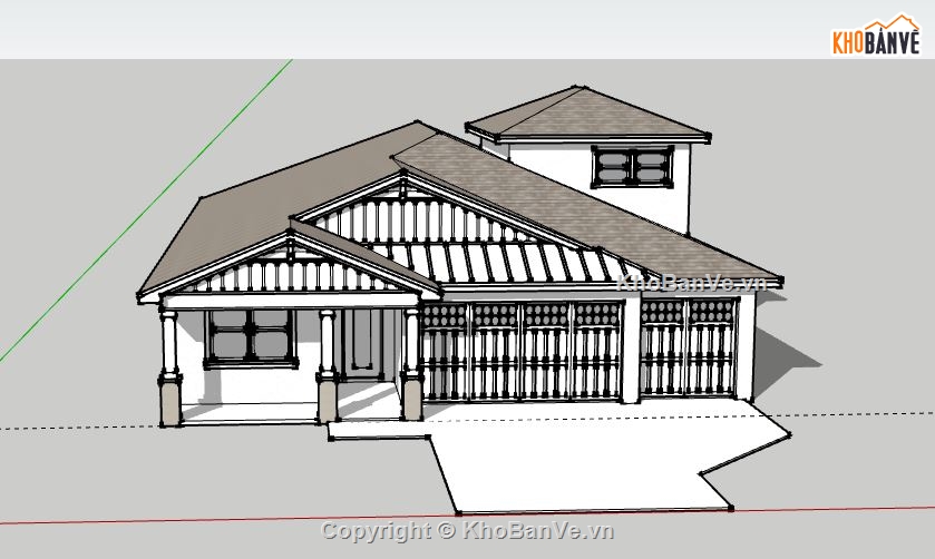 Biệt thự 1 tầng,model su biệt thự 1 tầng,biệt thự 1 tầng file su