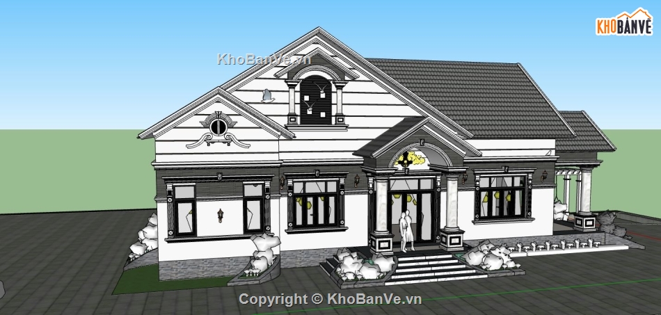 file su biệt thự,thiết kế biệt thự,sketchup biệt thự