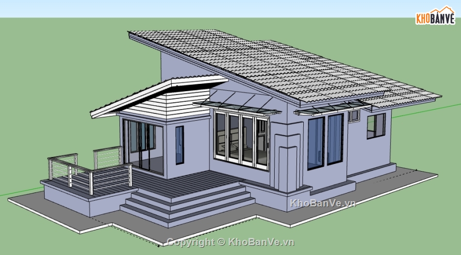 Biệt thự 1 tầng,model su biệt thự 1 tầng,biệt thự 1 tầng file su,mẫu sketchup biệt thự 1 tầng,mẫu biệt thự 1 tầng