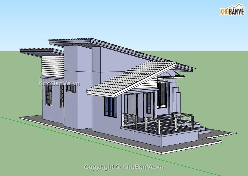 Biệt thự 1 tầng,model su biệt thự 1 tầng,biệt thự 1 tầng file su,mẫu sketchup biệt thự 1 tầng,mẫu biệt thự 1 tầng