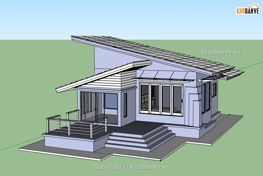 Biệt thự 1 tầng,model su biệt thự 1 tầng,biệt thự 1 tầng file su,mẫu sketchup biệt thự 1 tầng,mẫu biệt thự 1 tầng