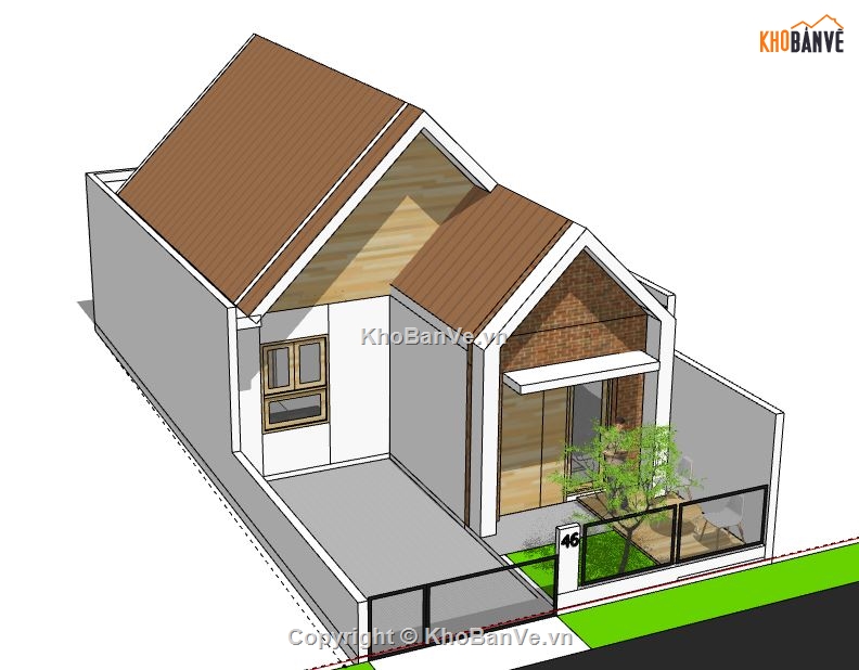 Biệt thự 1 tầng,model su biệt thự 1 tầng,file su biệt thự 1 tầng,biệt thự 1 tầng model su,sketchup biệt thự 1 tầng