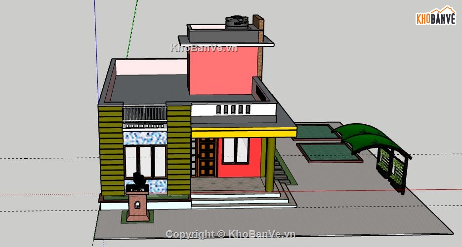 Nhà cấp 4,model su nhà cấp 4,nhà cấp 4 file sketchup,nhà cấp 4 file su,file su nhà cấp 4