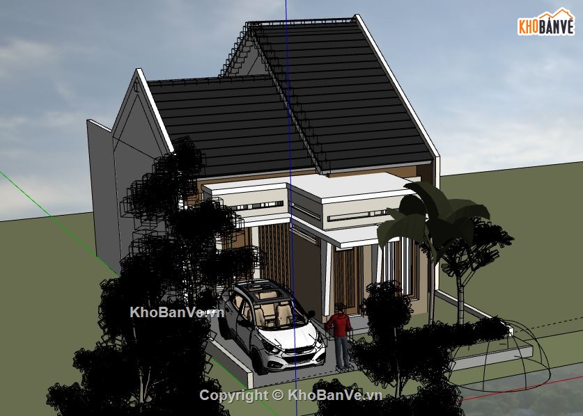 Nhà cấp 4,model su nhà cấp 4,file su nhà cấp 4,sketchup nhà cấp 4,nhà cấp 4 file su