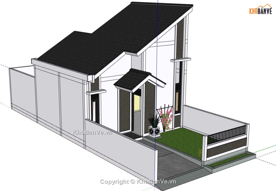 Nhà phố 1 tầng,model su nhà phố 1 tầng,nhà phố 1 tầng sketchup,sketchup nhà phố 1 tầng,nhà phố 1 tầng file su