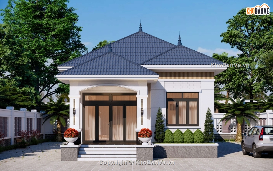 Nhà cấp 4,nhà mái nhật,kiến trúc nhà 1 tầng,bản vẽ nhà mái nhật