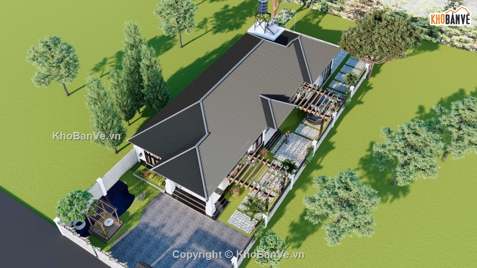 Nhà cấp 4,mái nhật,nhà cấp 4 mái nhật,Nhà 1 tầng mái nhật,file cad nhà cấp 4 mái nhật