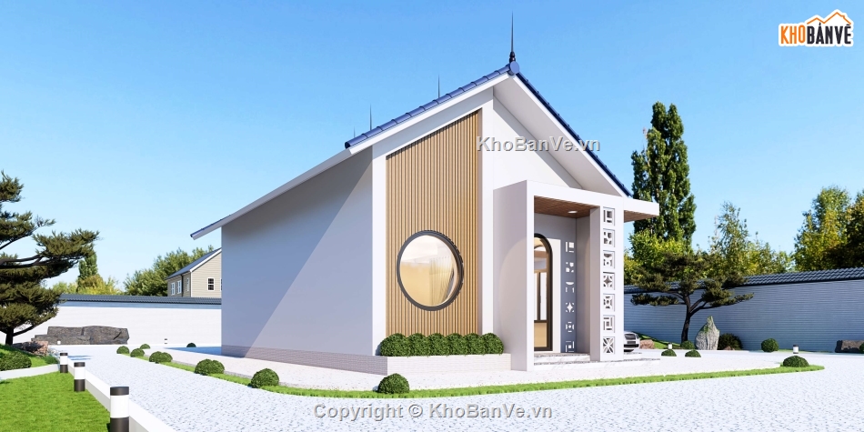 Nhà cấp 4,Nhà mái thái 1 tầng,file cad nhà cấp 4 mái thái,nhà cấp 4 mái thái cad