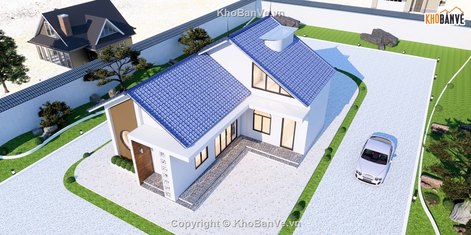 Nhà cấp 4,Nhà mái thái 1 tầng,file cad nhà cấp 4 mái thái,nhà cấp 4 mái thái cad