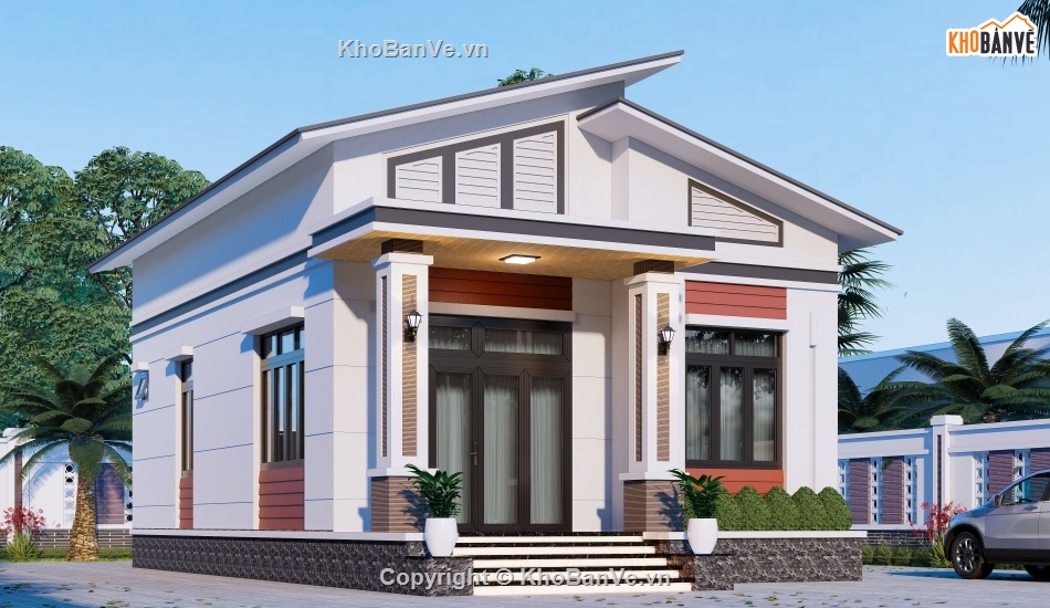 Nhà cấp 4,nhà 1 tầng,bản vẽ nhà 1 tầng,kiến trúc nhà đẹp