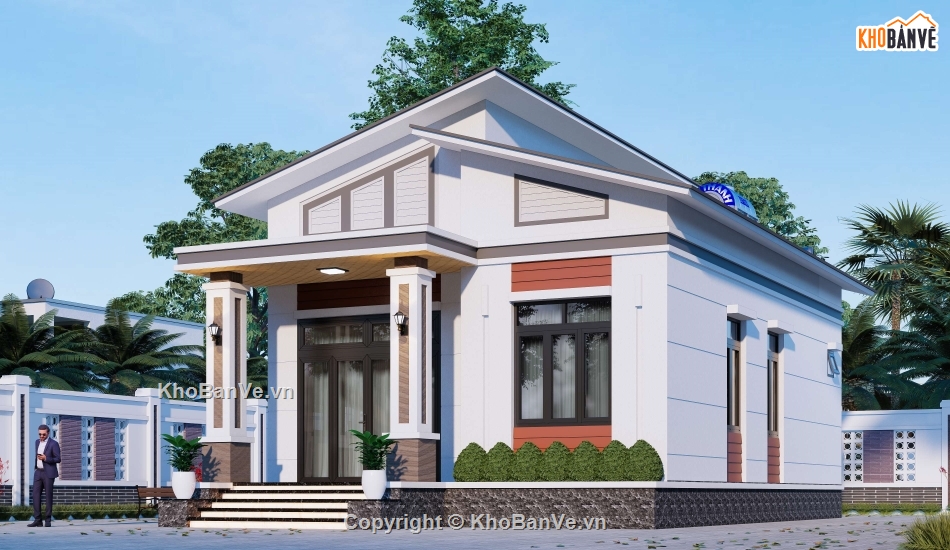 Nhà cấp 4,nhà 1 tầng,bản vẽ nhà 1 tầng,kiến trúc nhà đẹp