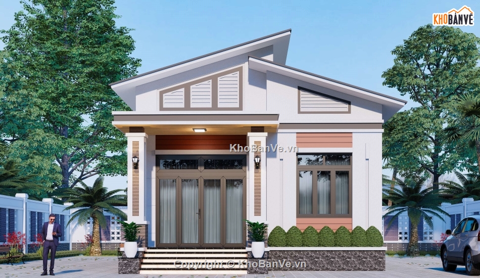 Nhà cấp 4,nhà 1 tầng,bản vẽ nhà 1 tầng,kiến trúc nhà đẹp