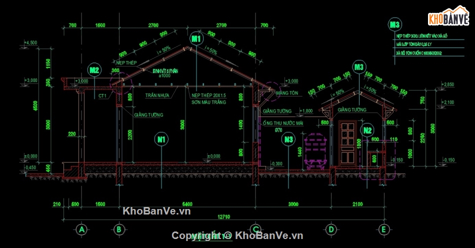 Nhà công vụ giáo viên,Mẫu 2 phòng,mẫu nhà công vụ