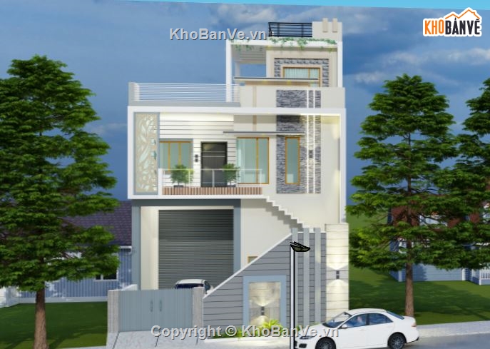 Nhà phố 2 tầng 1 tum,model su nhà phố 2 tầng,file su nhà phố 2 tầng,nhà phố 2 tầng 1 tum sketchup,sketchup nhà phố 2 tầng