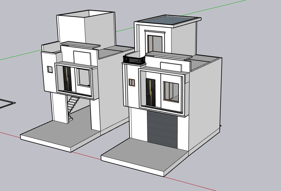 Nhà phố 2 tầng 1 tum,model su nhà phố 2 tầng 1 tum,nhà phố 2 tầng 1 tum file su