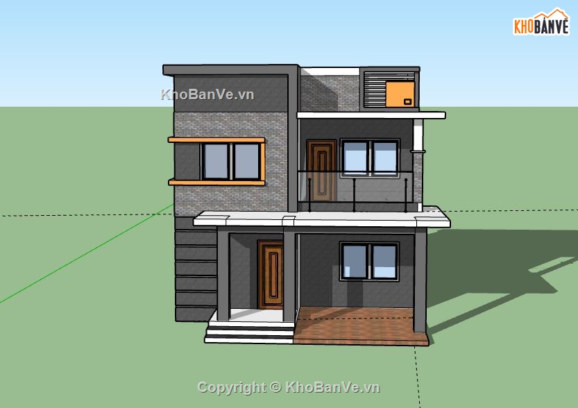 Nhà phố 2 tầng,model su nhà phố 2 tầng,file sketchup nhà phố 2 tầng