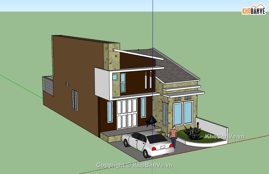 Nhà phố 2 tầng,sketchup nhà phố 2 tầng,nhà phố 2 tầng file su,model su nhà phố 2 tầng