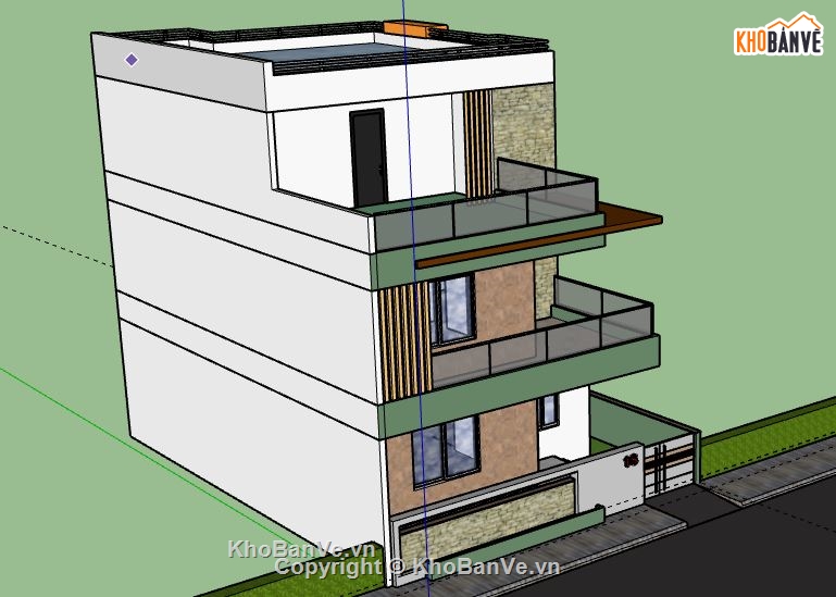 sketchup Nhà phố 3 tầng,model su nhà phố 3 tầng,file su nhà phố 3 tầng,nhà phố 3 tầng file su
