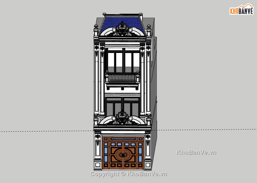 Nhà phố 3 tầng,Model su nhà phố 3 tầng,sketchup nhà phố 3 tầng