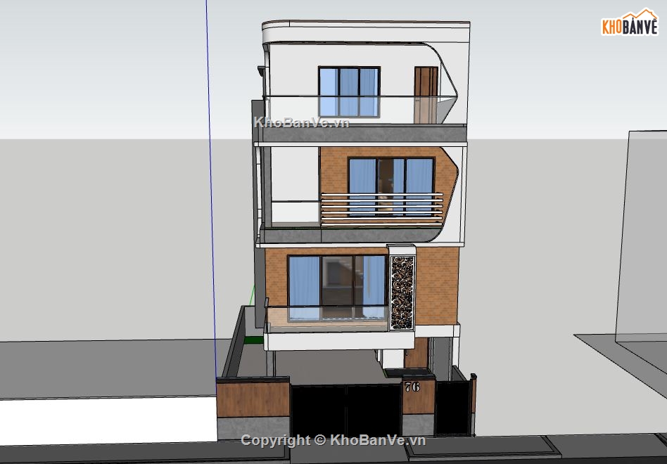 Nhà phố 3 tầng,model su nhà phố 3 tầng,mẫu nhà phố 3 tầng sketchup,file su nhà phố 3 tầng,nhà phố 3 tầng sketchup