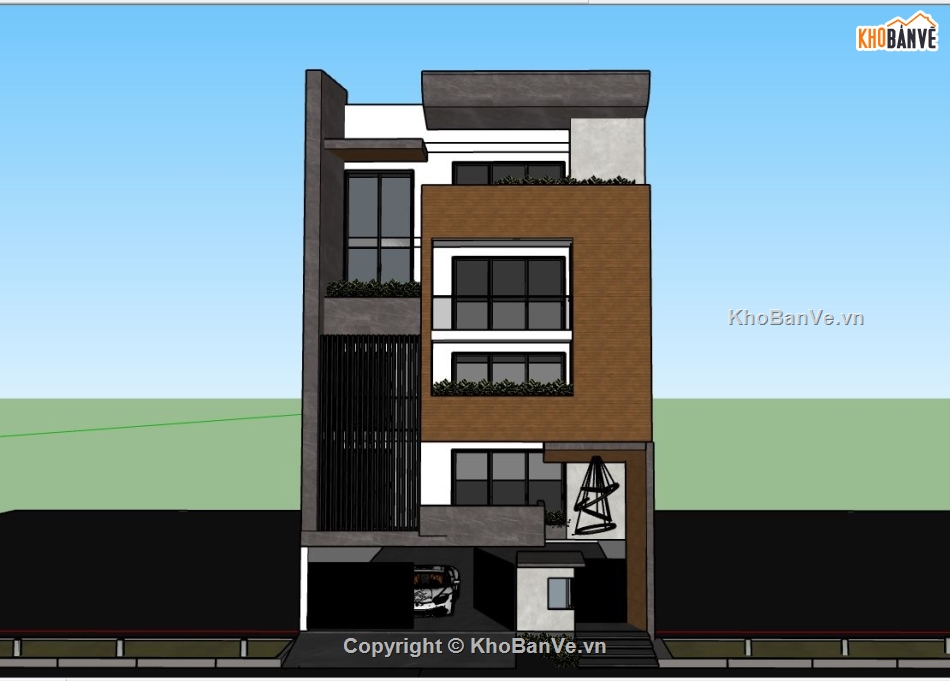 su nhà phố,nhà phố 10x20m,file sketchup nhà phố