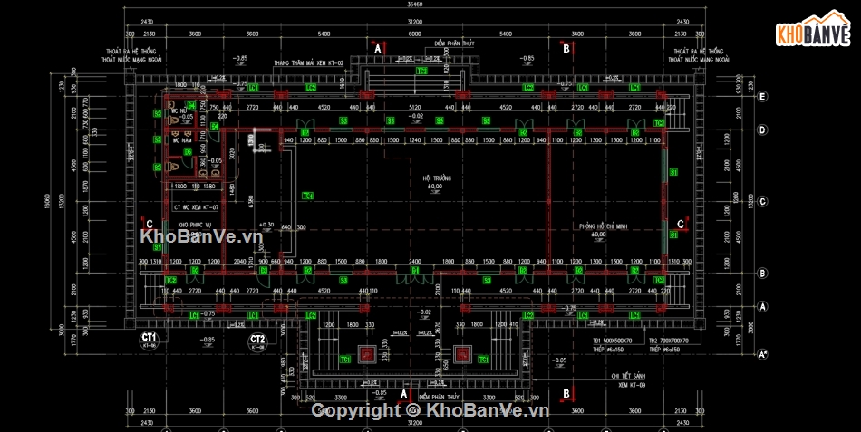 hội trường,hội trường đa năng,nhà hội trường đa năng,file cad nhà hội trường đa năng