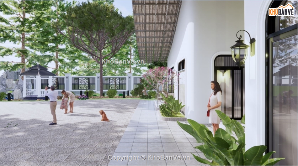 nhà mái cong,sketchup sân vườn,lanscape,thuần su,kiến trúc hiện đại