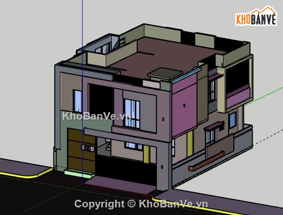 Nhà phố 2 tầng,model su nhà phố 2 tầng,file sketchup nhà phố 2 tầng