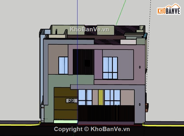 Nhà phố 2 tầng,model su nhà phố 2 tầng,file sketchup nhà phố 2 tầng