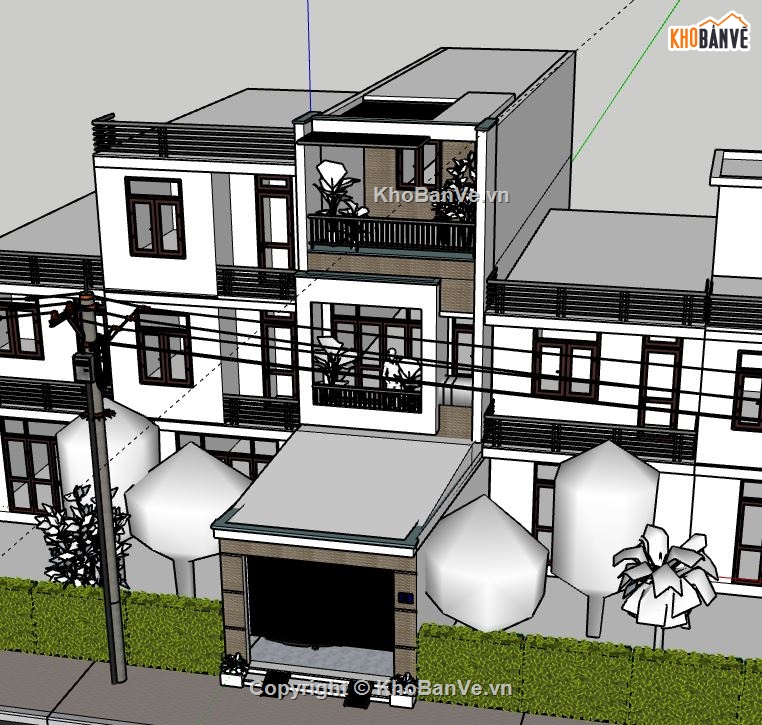 Nhà phố 3 tầng,model su nhà phố 3 tầng,file su nhà phố 3 tầng,nhà phố 3 tầng file su,file sketchup nhà phố 3 tầng