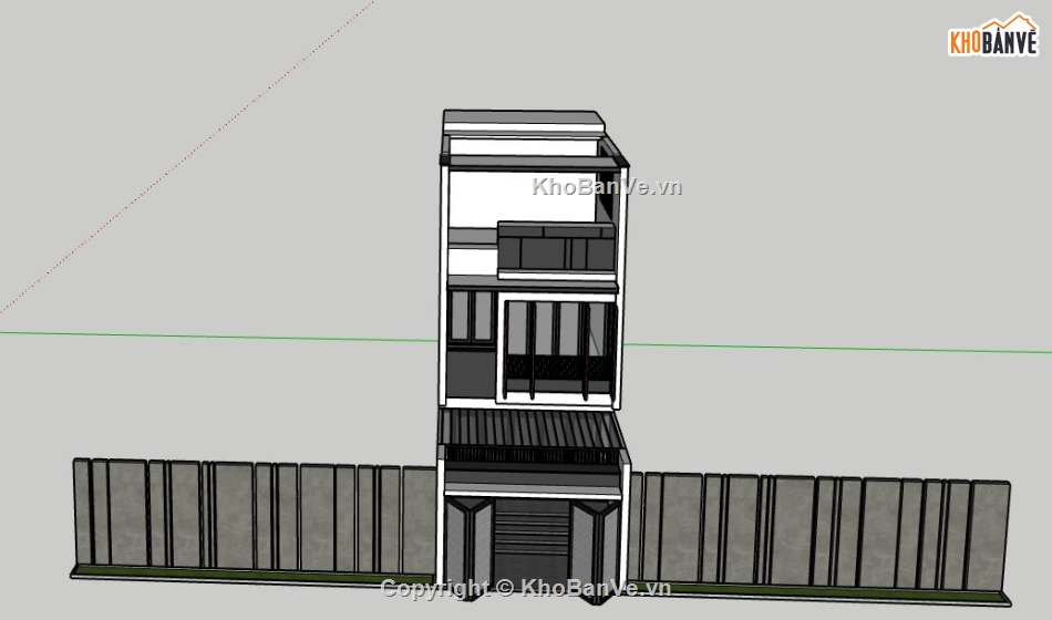 nhà phố 3 tầng 4.5x18m,model su nhà phố 3 tầng,file sketchup nhà phố 3 tầng,nhà phố 3 tầng file sketchup